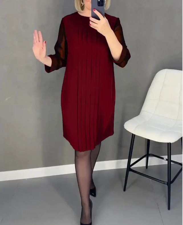 Elegantes Damen-A-Linien-Kleid mit Plissee und transparenten Ärmeln von berg-feldt
