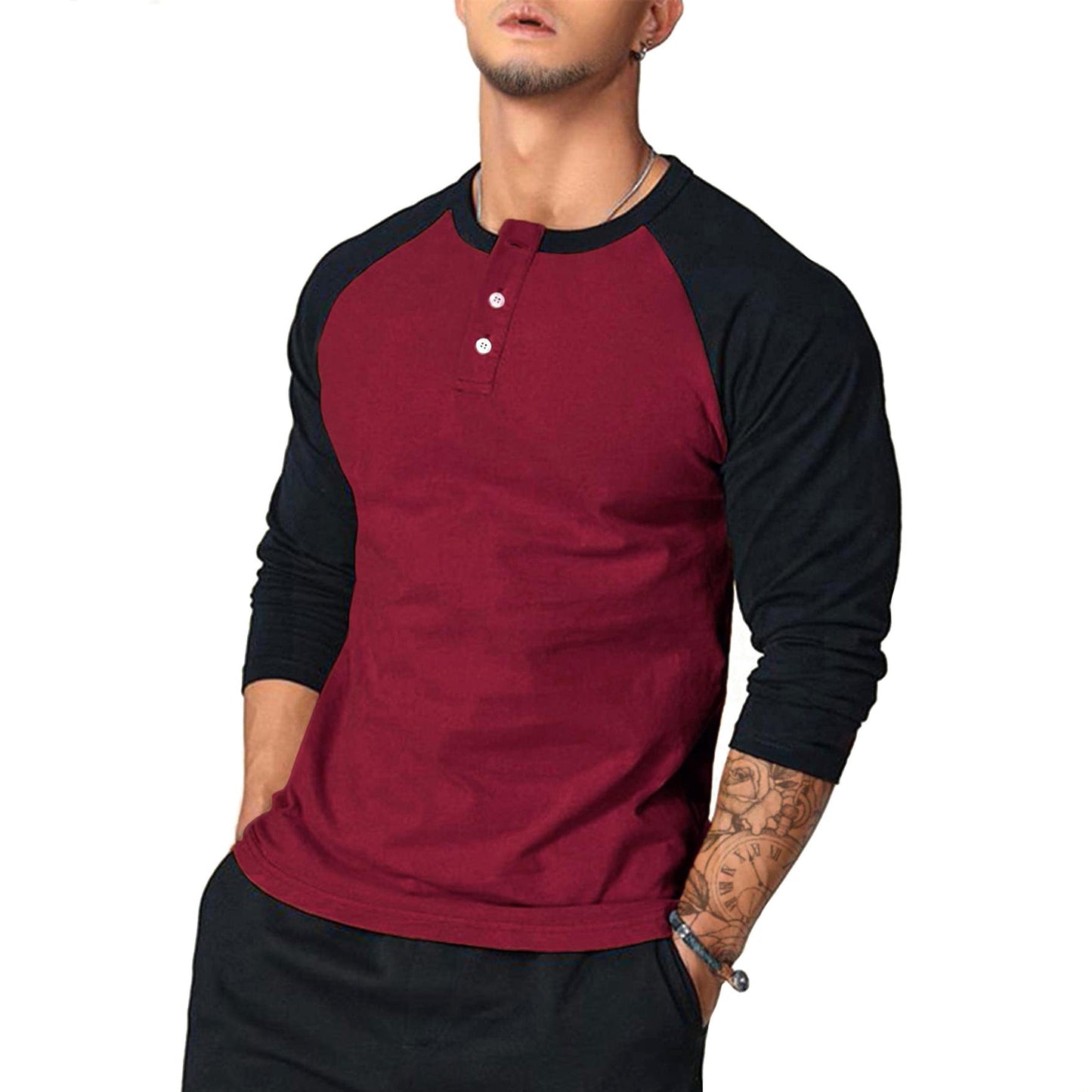 Henley à manches longues pour homme, avec manches contrastantes Berg-Feldt