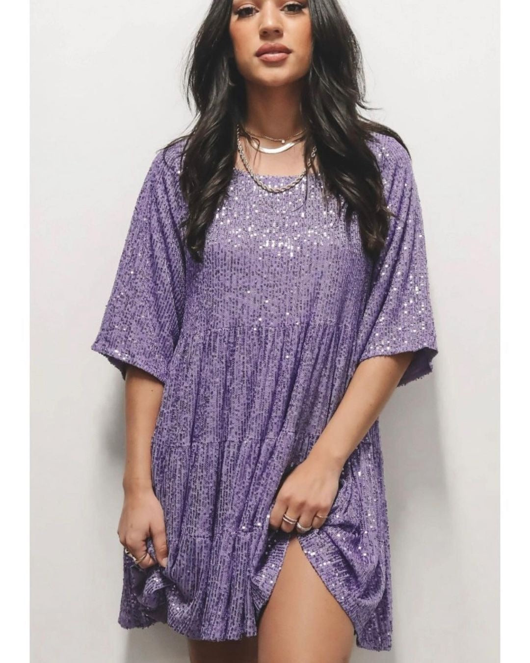 Damen glitzerndes Blusenkleid mit lockerer Passform Berg-Feldt