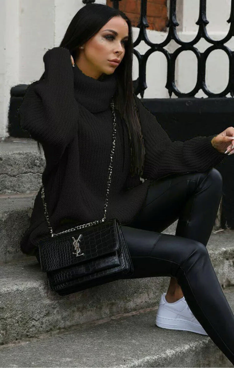 Damen Oversized-Strickpullover mit hohem Kragen und lässigem Schnitt Berg-Feldt