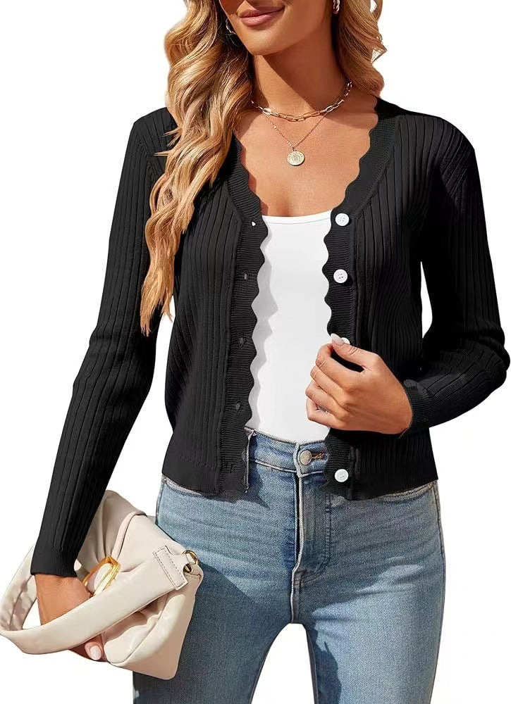 Damen élégant cardigan en tricot avec bordure festonnée Berg-Feldt