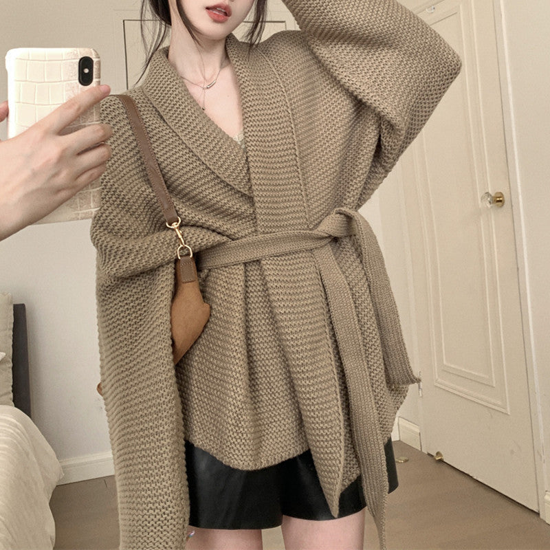 Damen cardigan décontracté tricoté avec ceinture et manches volumineuses Berg-Feldt
