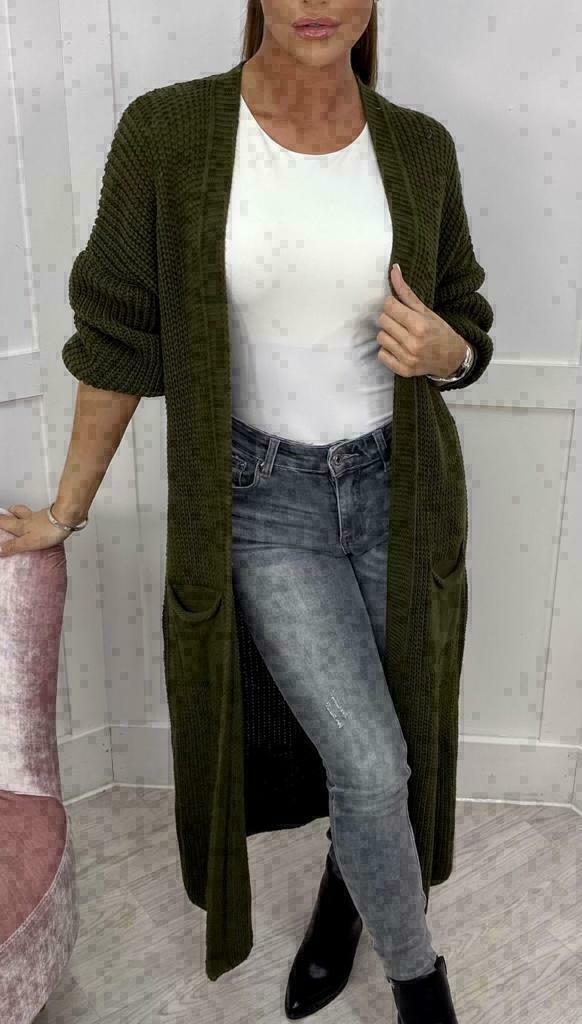 Gilet long femme en grosse maille avec poches pratiques Berg-Feldt