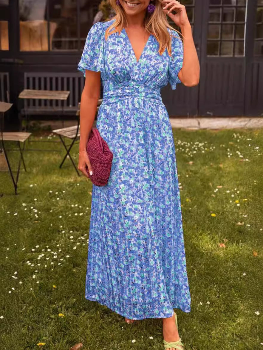 Robe longue pour femme avec col en V et jupe fluide de berg-feldt