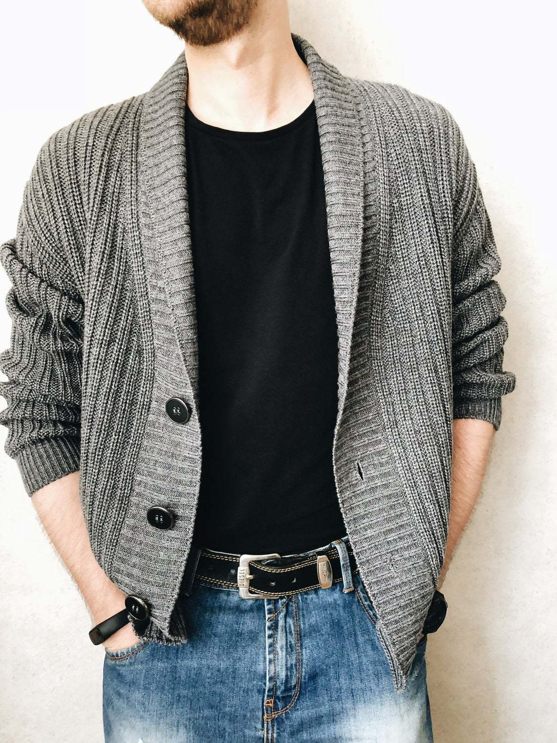 Gilet en tricot homme à col profond Berg-Feldt