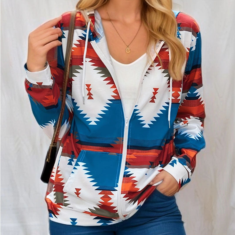 Veste à capuche tendance pour femme avec motif tribal et poches de berg-feldt