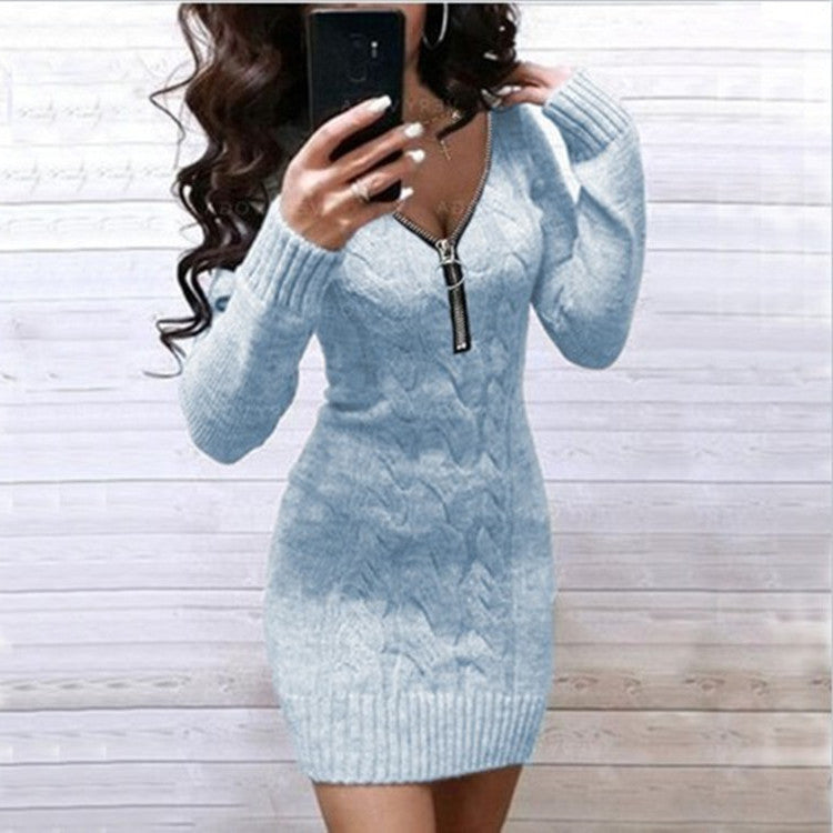 Robe pull en maille tressée avec fermeture éclair Berg-Feldt pour femme