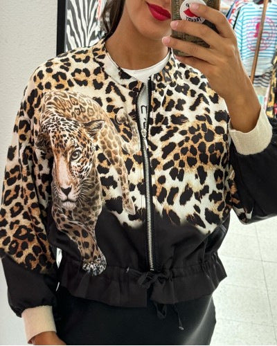 Bomber décontracté femme avec motif léopard extravagant Berg-Feldt