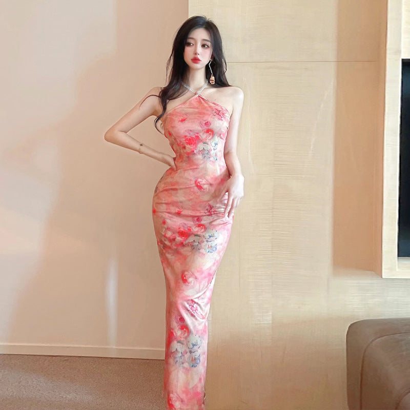 Robe dos nu Fudus ajustée et imprimée