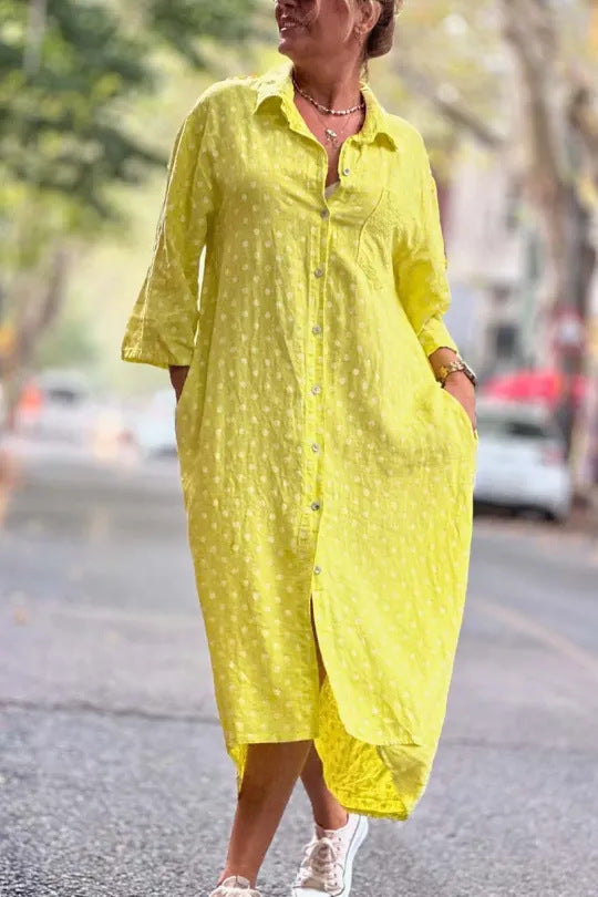 Robe chemise à pois pour femme, coupe décontractée, de berg-feldt