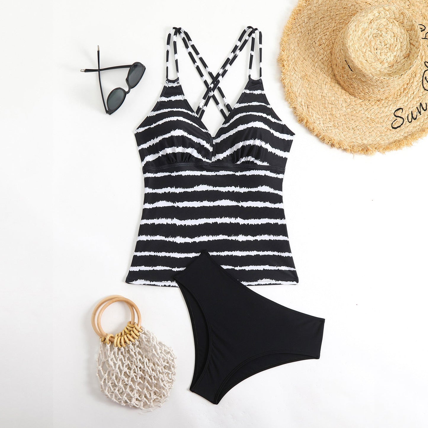 Ensemble tankini femme Berg-Feldt dos croisé à rayures