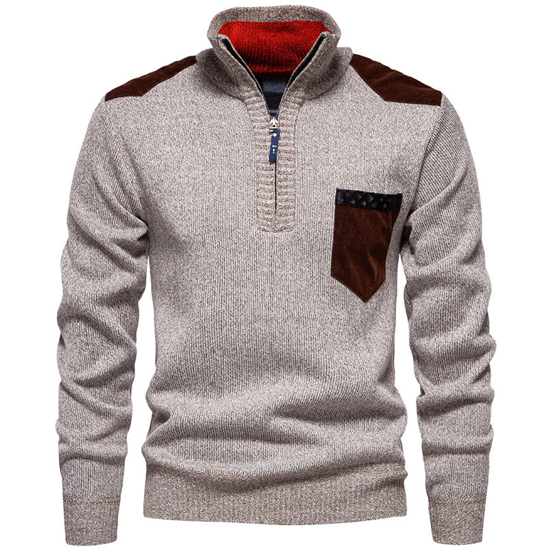 Herren Stehkragenpullover mit kontrastierenden Details und praktischen Taschen Berg-Feldt