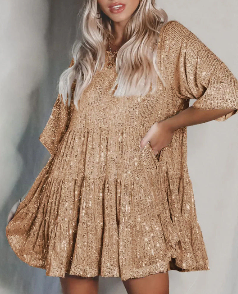 Damen glitzerndes Blusenkleid mit lockerer Passform Berg-Feldt