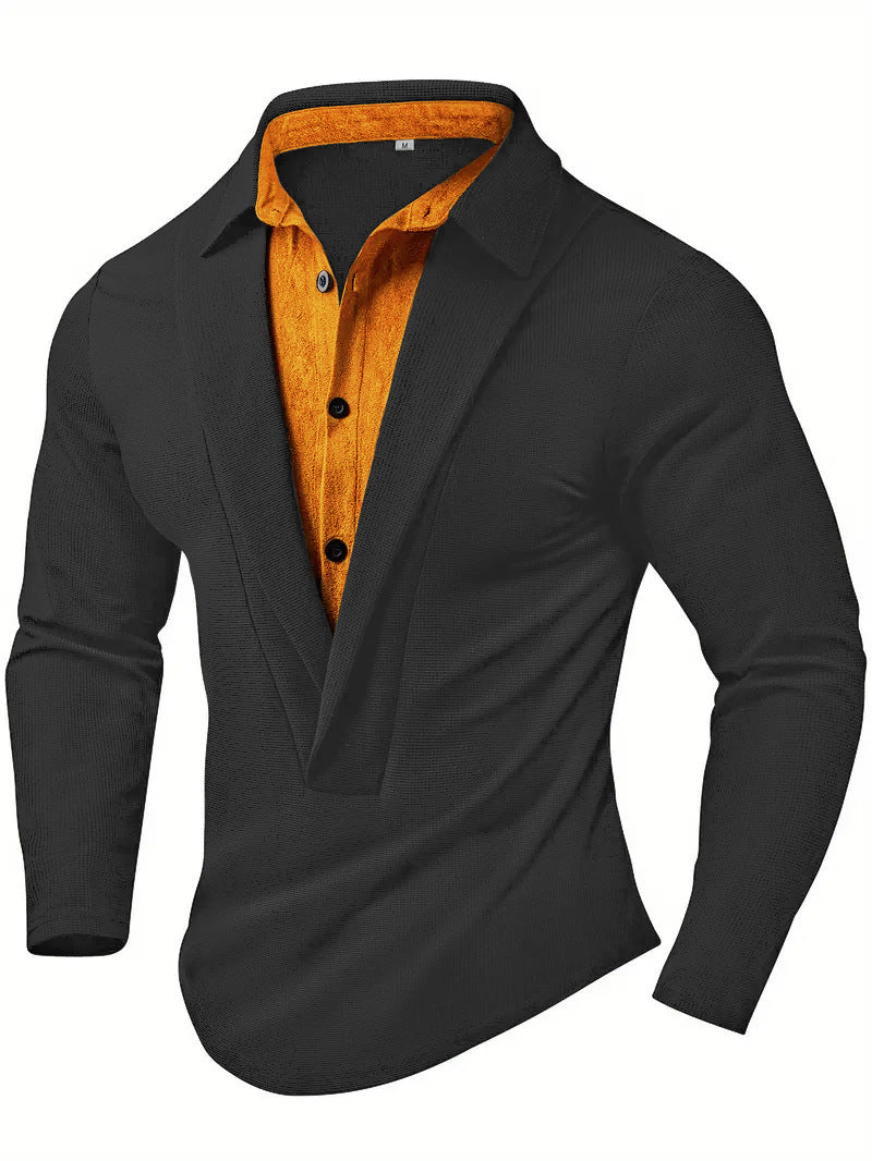 Herren Elegantes Langarmhemd mit modernem Kragen und texturiertem Design Berg-Feldt