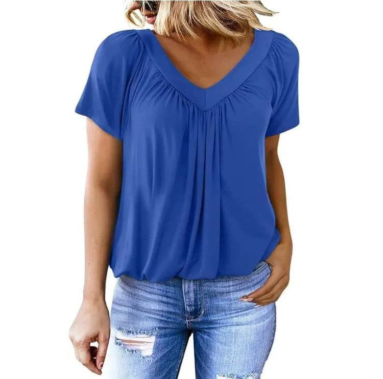 Blouse pour femme élégante avec col en V, fluide et coupe tendance, de berg-feldt