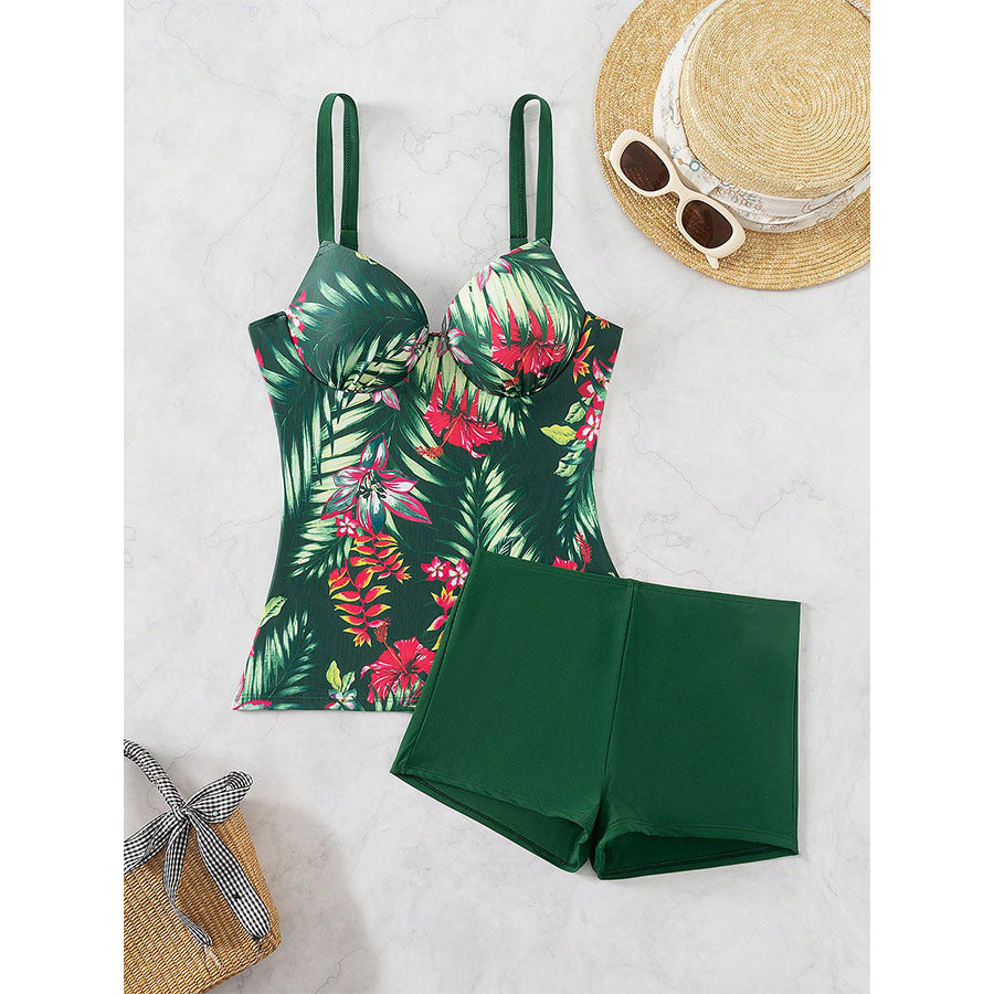 Haut de maillot de bain et short taille haute à motif floral pour femme Berg-Feldt
