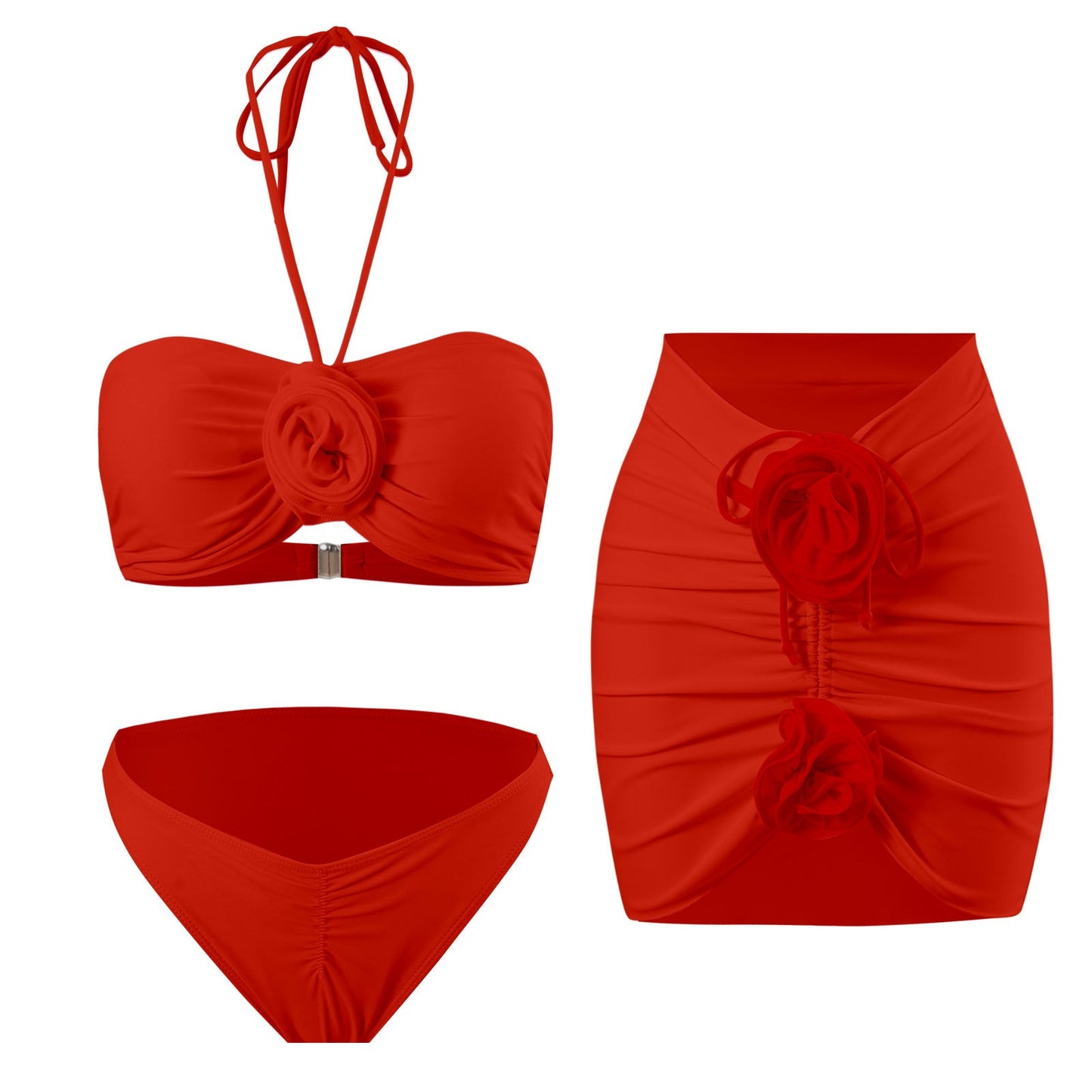 Elegantes Damen Bikini-Set mit Wickelrock und floralem Muster von berg-feldt