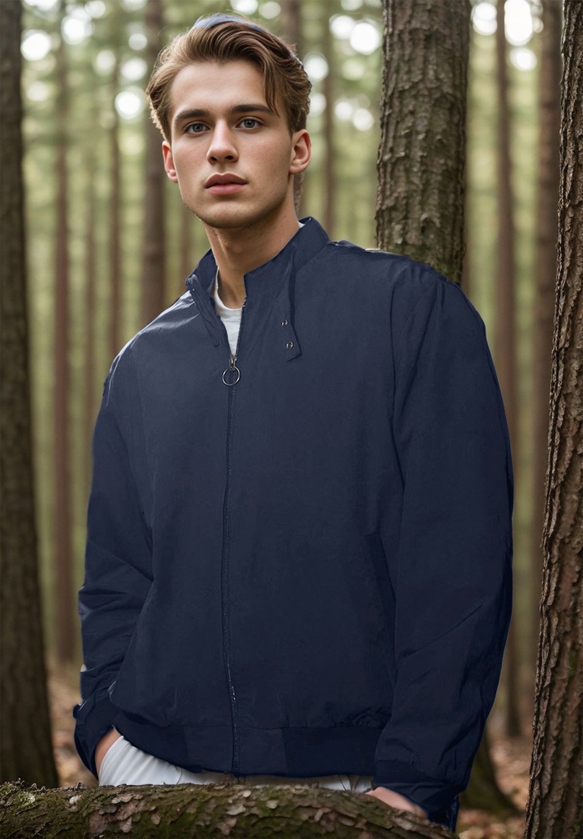Herren lässige Windbreaker-Jacke mit hohem Kragen Berg-Feldt