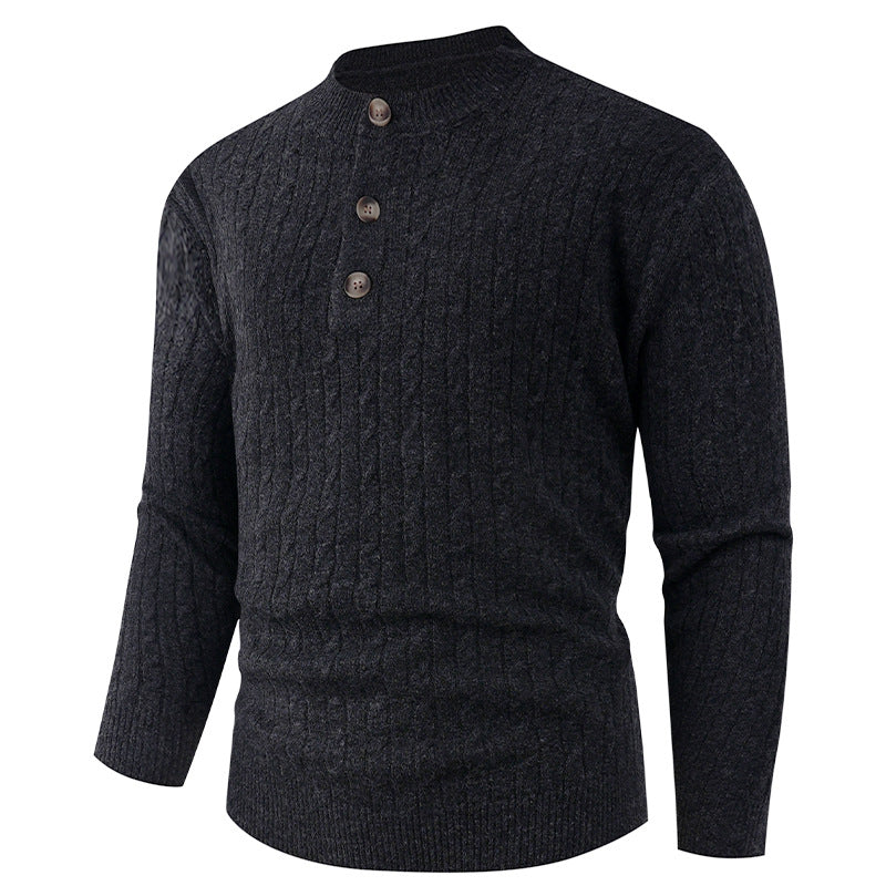 Herren Grobstrickpullover mit modernem Schalkragen und Knopfdetails Berg-Feldt