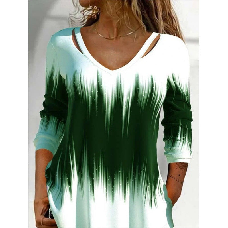 Modisches Damen-Tunika-Shirt mit V-Ausschnitt und Farbverlauf von berg-feldt