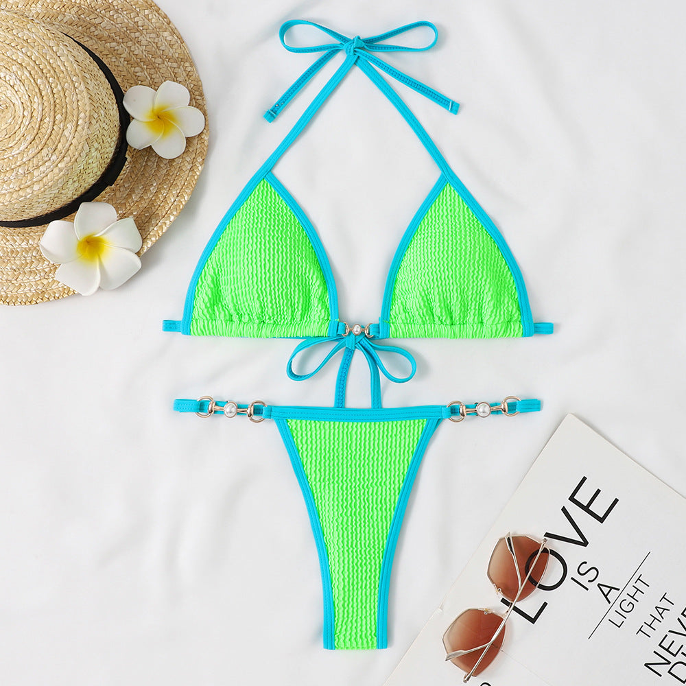Ensemble de bikini pour femme : Coupe triangle, élément décoratif, échancrure haute (berg-feldt)