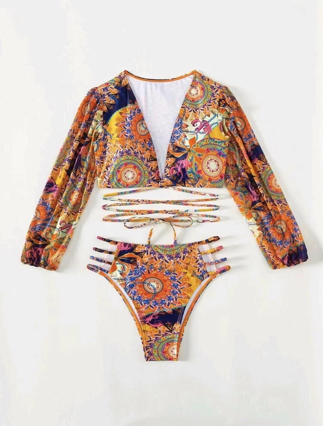 Maillot de bain deux pièces à découpes et manches longues par berg-feldt