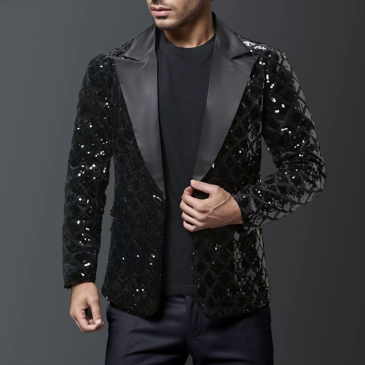 Blazer de smoking pour homme scintillant avec motifs de paillettes de luxe Berg-Feldt