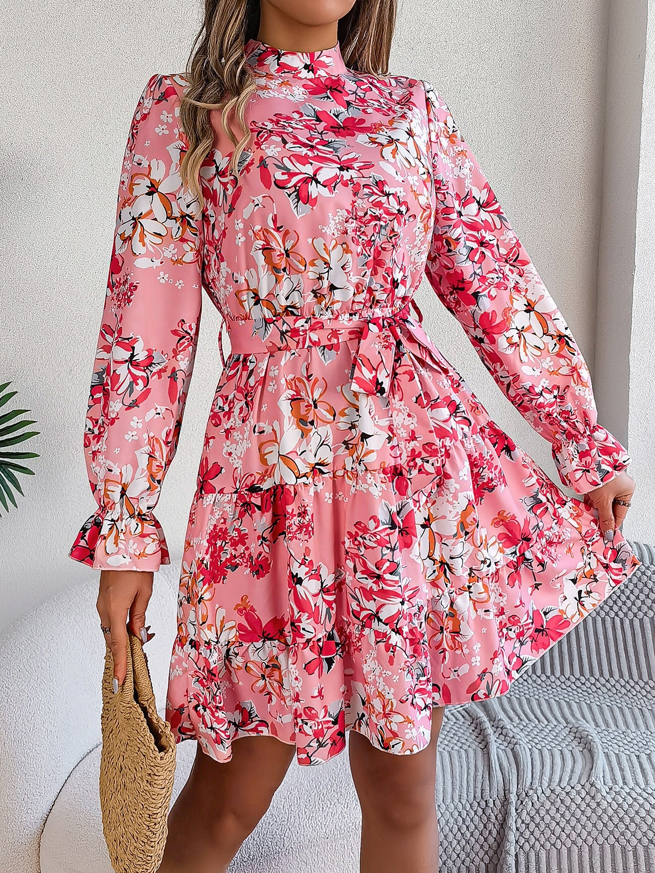 Robe femme Berg-Feldt à col montant et volants