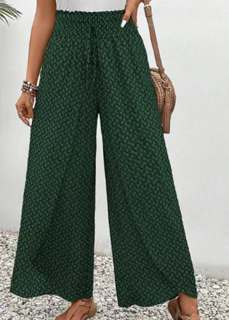 Pantalon Palazzo ample pour femme avec taille élastique et motif graphique de montagnes et champs