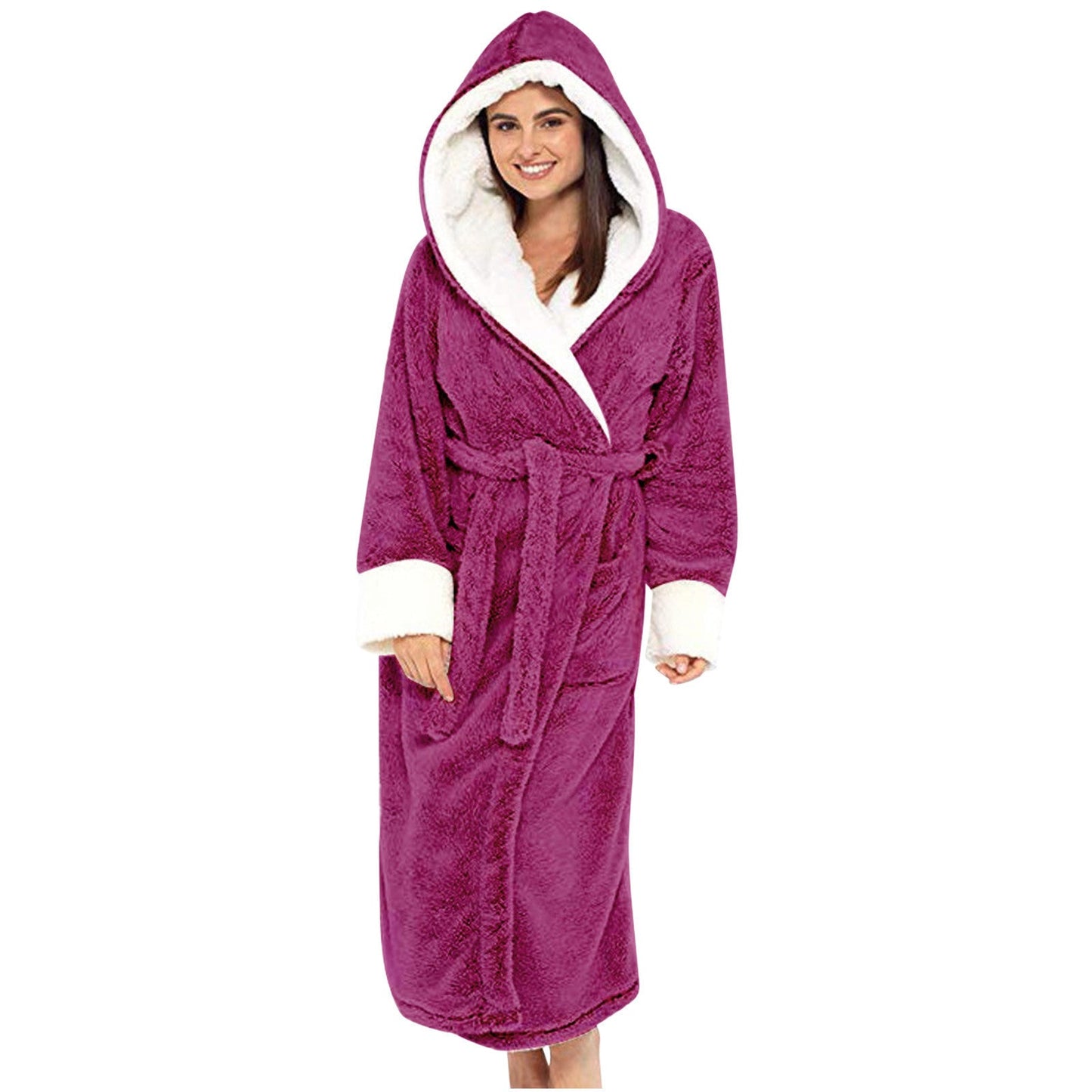 Robe de chambre douillette en polaire avec capuche et ceinture Berg-Feldt pour femme