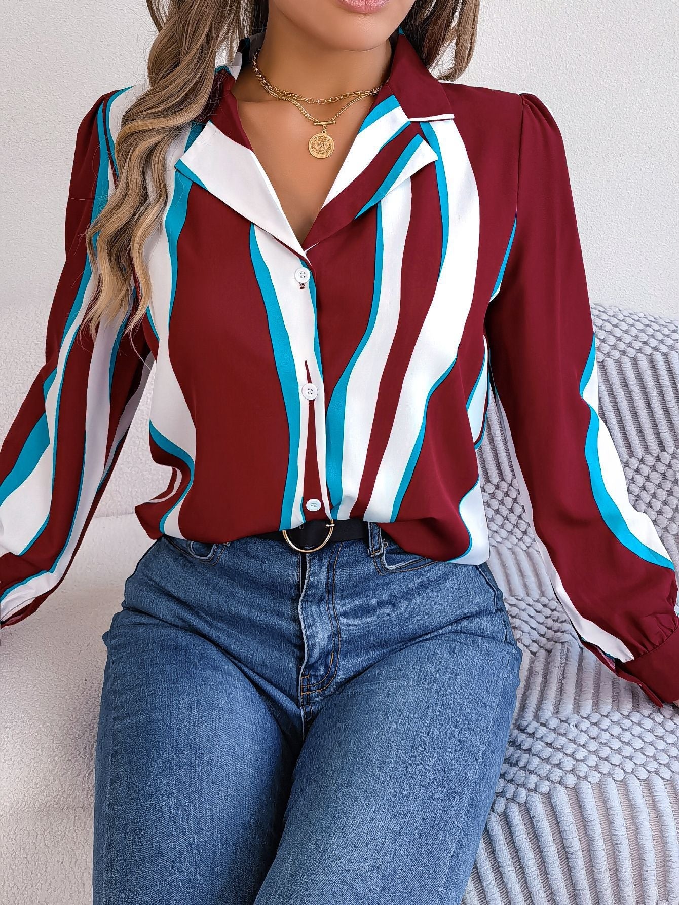Moderne, elegante Damenbluse mit Langarm und Streifenmuster von berg-feldt