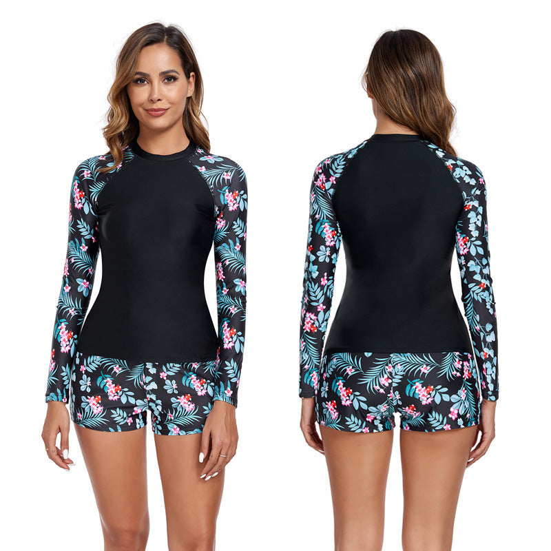 Sportlicher Damen-Langarm-Surfanzug mit floralem Design von berg-feldt