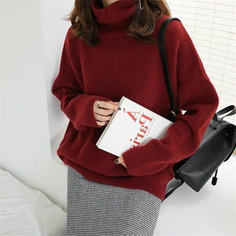 Damen Oversized Pullover mit hohem Kragen und Puffärmeln Berg-Feldt