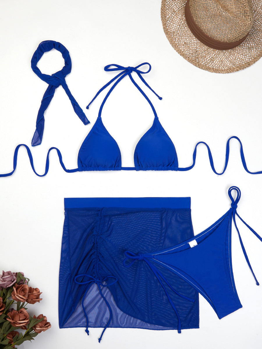Ensemble bikini triangle et voile de plage en maille Berg-Feldt pour femme