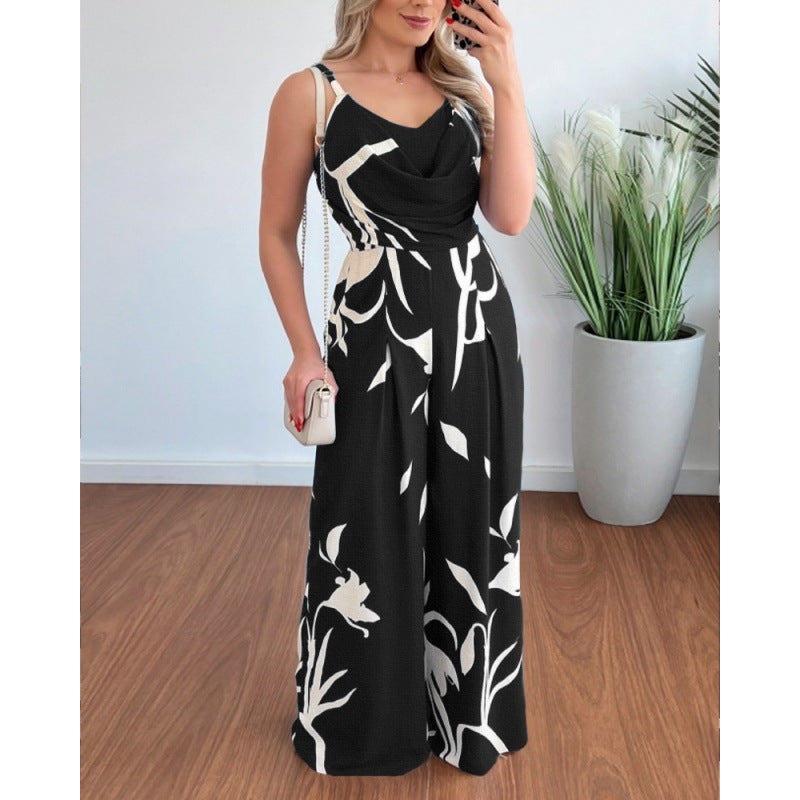 Combinaison femme Berg-Feldt à fleurs et col drapé