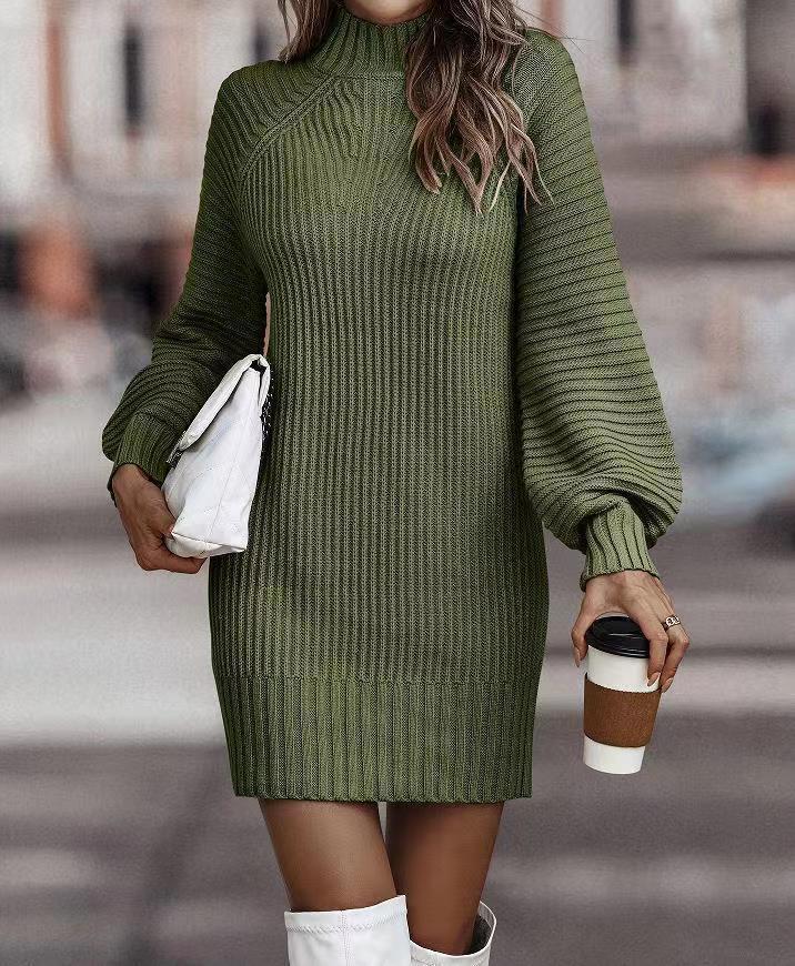 Damen Strickkleid mit weitem Rollkragen und puffärmeligen Details Berg-Feldt
