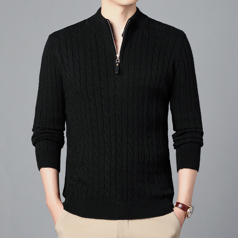 Pull en maille de qualité supérieure pour homme avec fermeture éclair moderne et structure détaillée Berg-Feldt