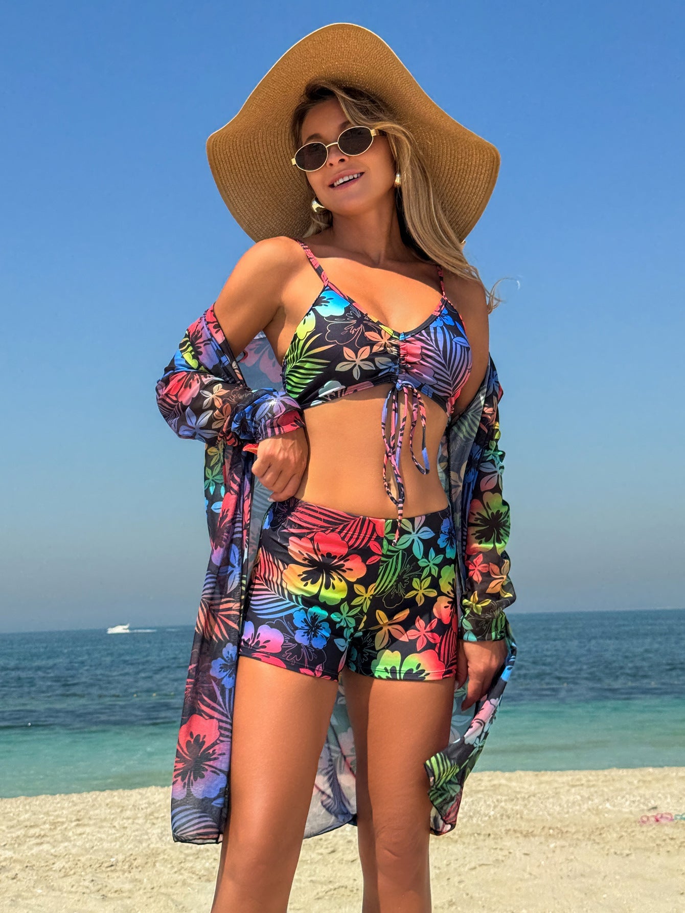 Maillot de bain deux pièces et kimono à imprimé floral pour femme par berg-feldt