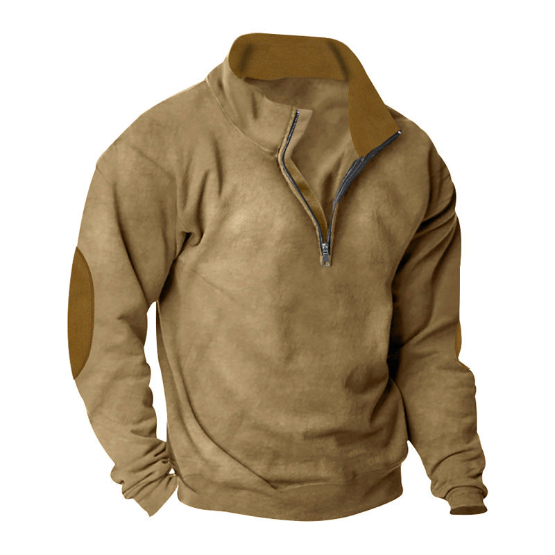 Herren Fleece Sweatshirt mit Stehkragen und schicken Kontrastärmel Berg-Feldt