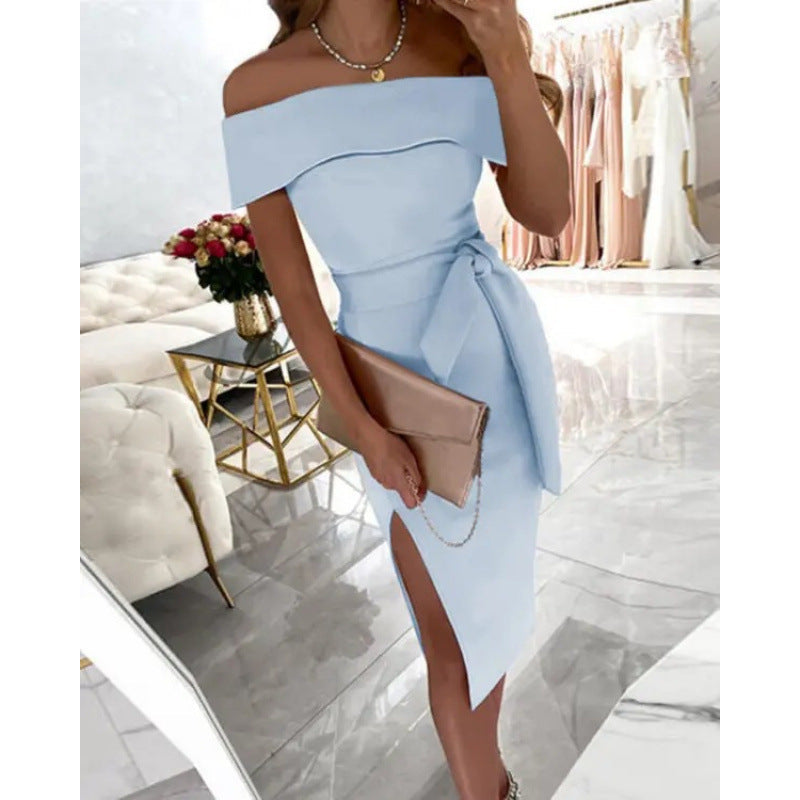 Robe midi élégante pour femme avec ceinture et col bateau de berg-feldt