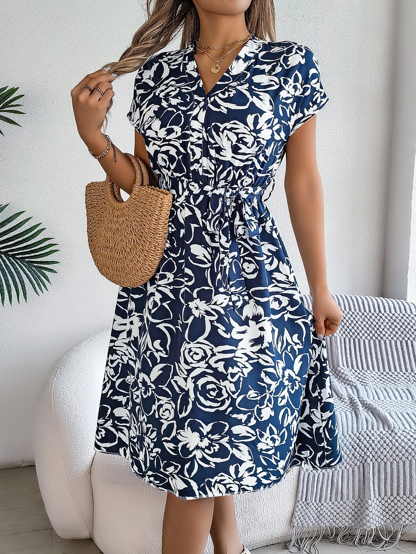 Robe fleurie pour femmes avec ceinture de berg-feldt