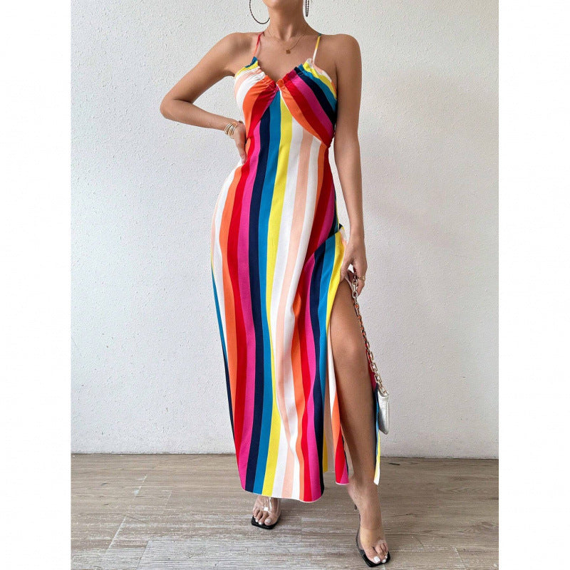 Robe longue fendue à fines bretelles pour femme par berg-feldt