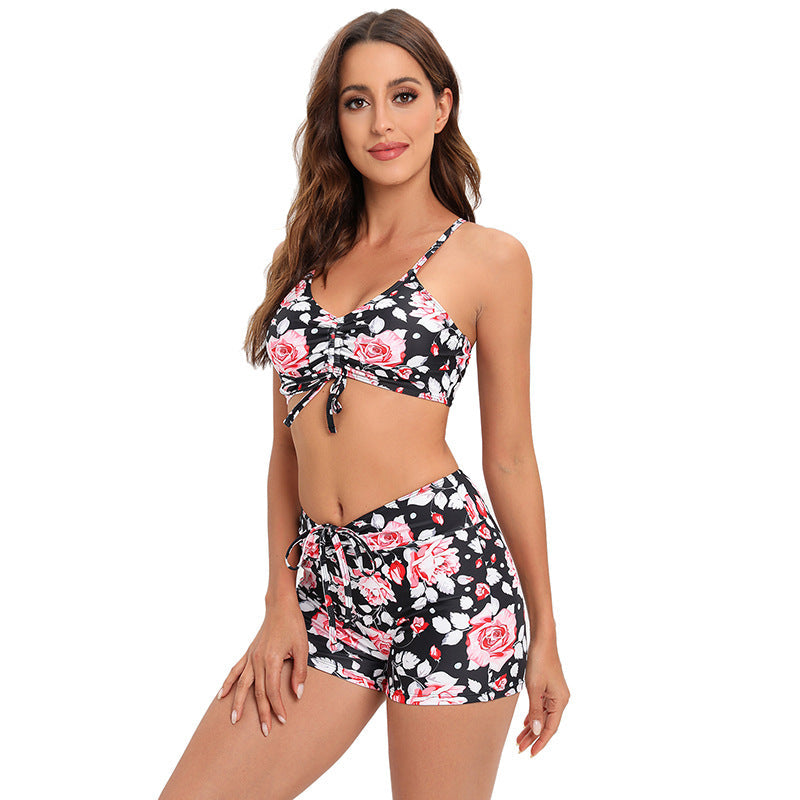 Ensemble maillot de bain femme deux pièces taille haute à fleurs Berg-Feldt