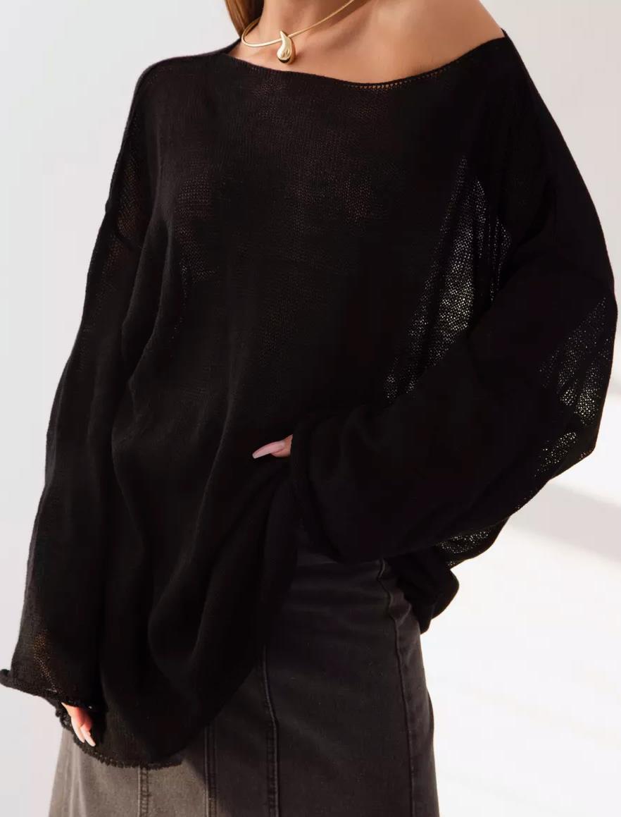 Pull ample pour femme Berg-Feldt en maille aérée, coupe large et tissu transparent