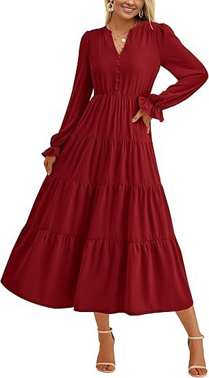 Robe longue à volants et boutons berg-feldt pour femmes