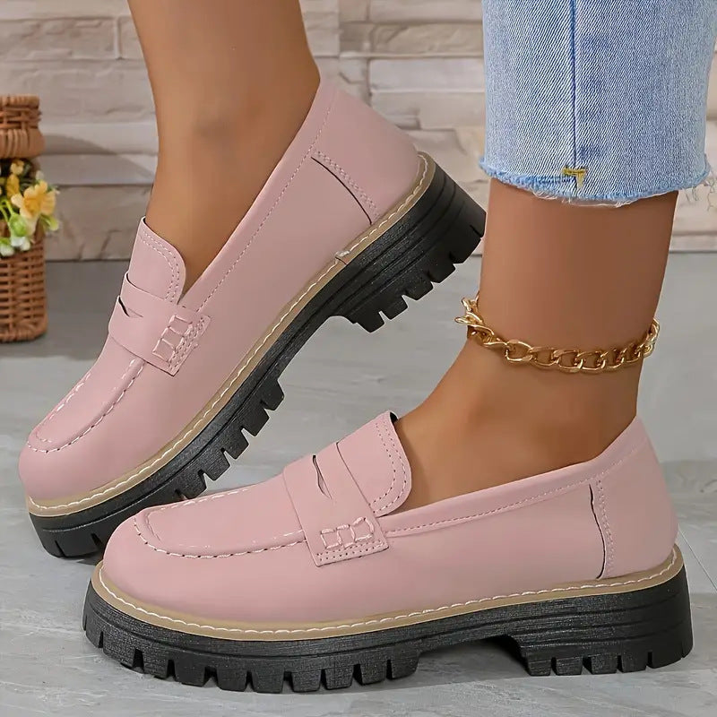 Heidi Mode | Chaussures britanniques pour femmes talon épais semelle épaisse