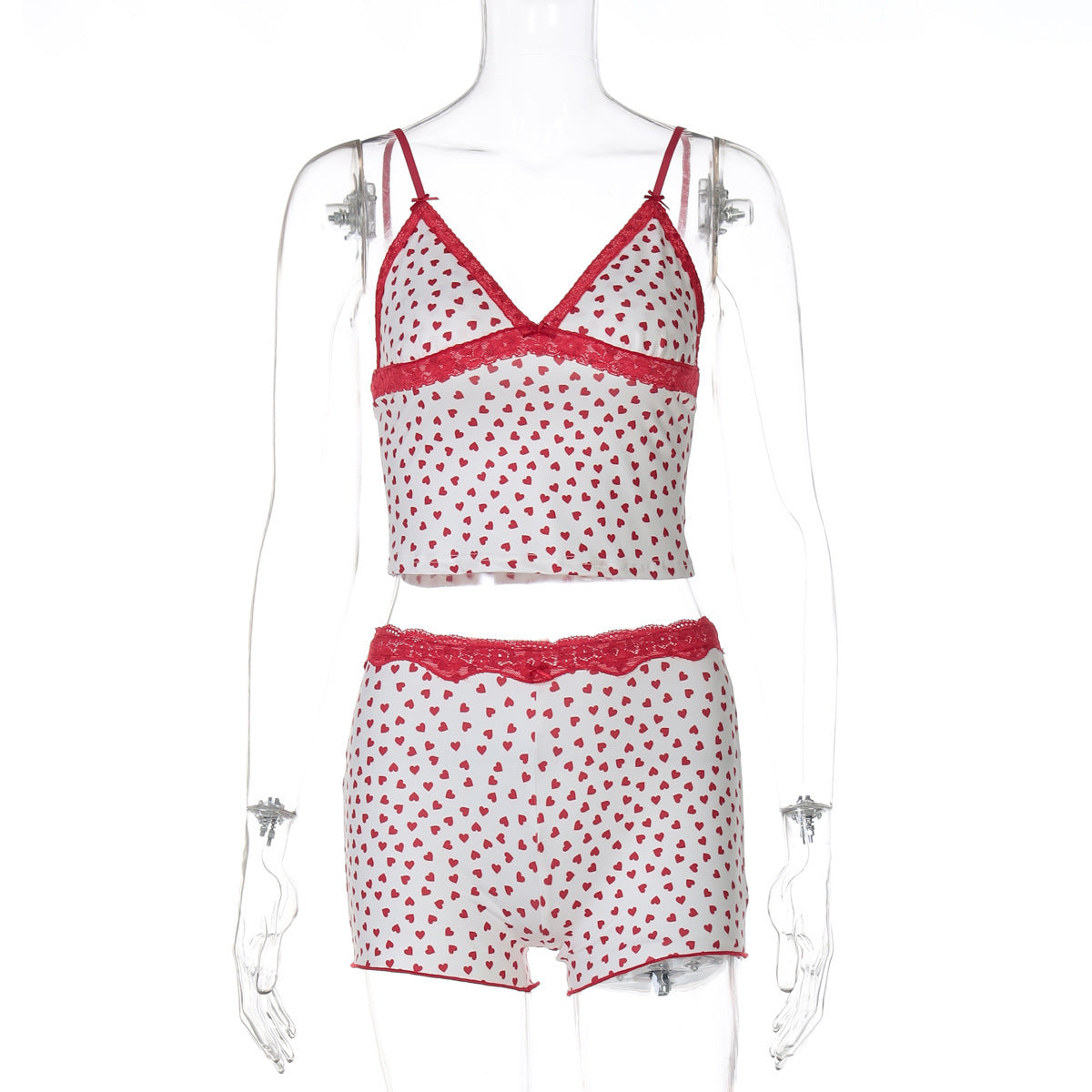Verführerisches Damen-Set: Spitzentop und Shorts mit Herz-Print von berg-feldt
