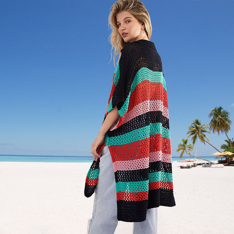 Paréo de plage léger en crochet rayé pour femme de berg-feldt
