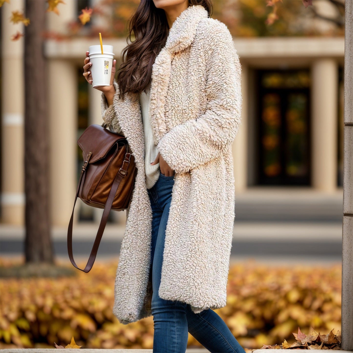 Manteau douillet oversize en fausse fourrure d'agneau Berg-Feldt pour femme