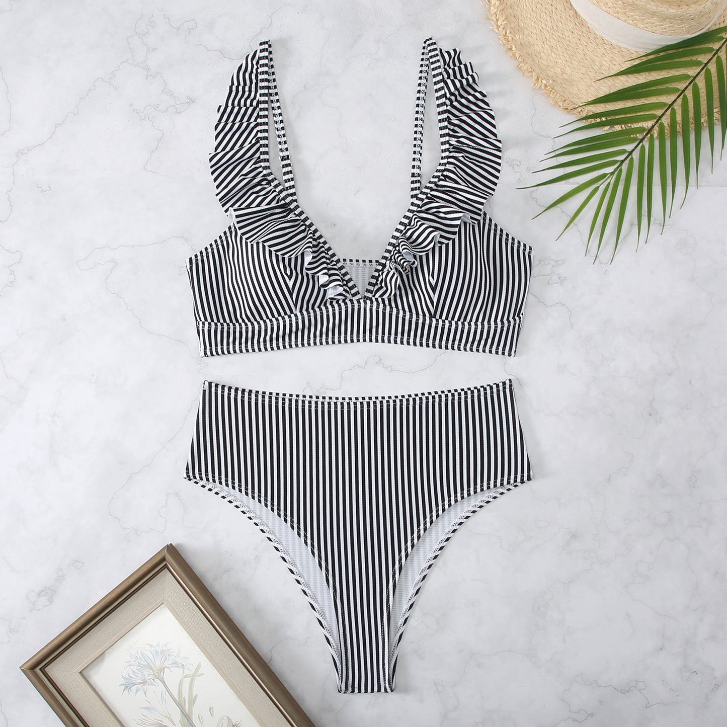 Ensemble de bikini taille haute à volants Berg-Feldt pour femme